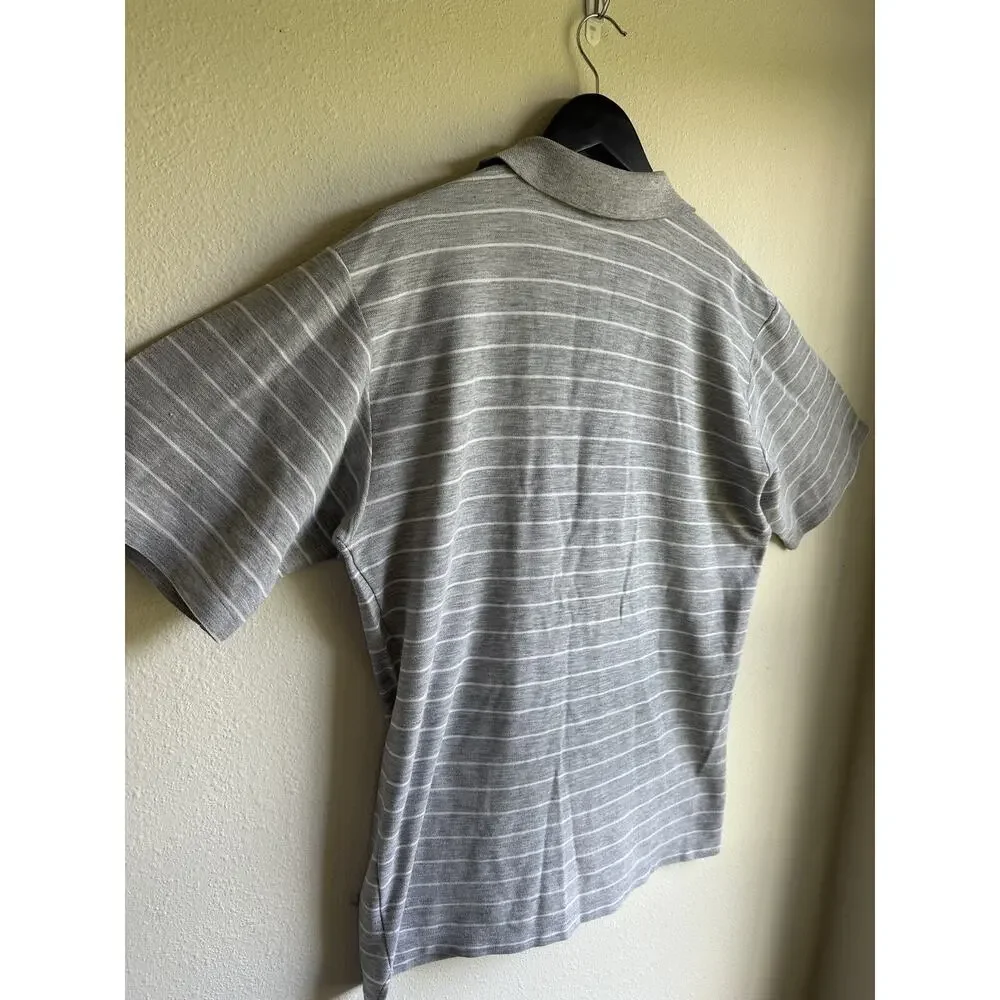 Lacoste Men's XL Gray Polo Shirt Stripe Embroidery Logo